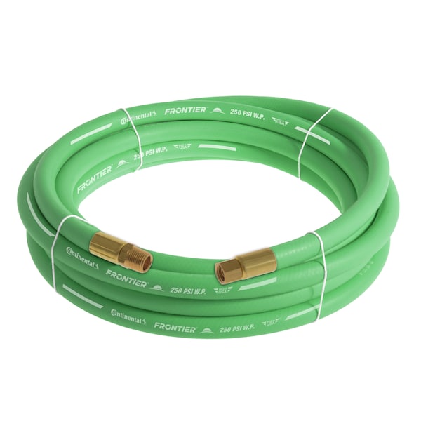 1/2" x 20' Green EPDM Rubber Air Hose, 300 PSI, 1/2" MNPT x FNPSM